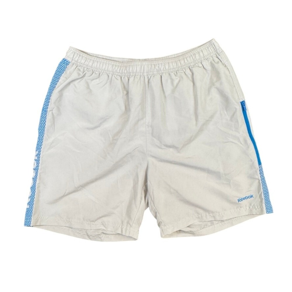 Reebok Mens Swim Trunks L Gray Blue Mesh Lined Athletic Board Shorts RN 69421